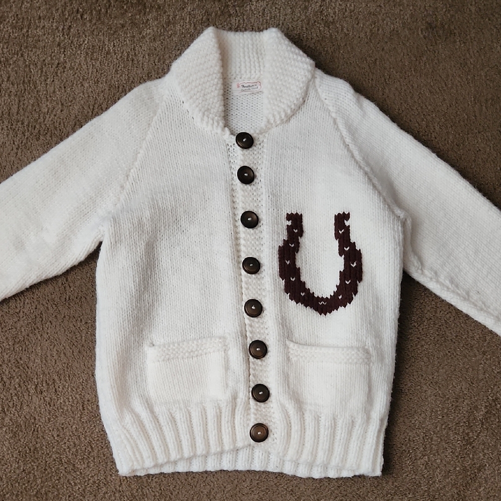 Vintage Wool Cowichan Horse Sweater Handmade - Picture 2 of 11